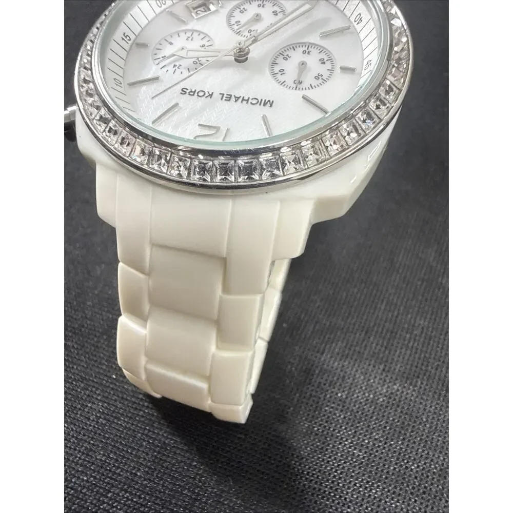 WOMENS MICHAEL KORS RUNWAY MK-5079 MOP DIAL NEW BATTERY 5.5-5.75” BAND (B29)